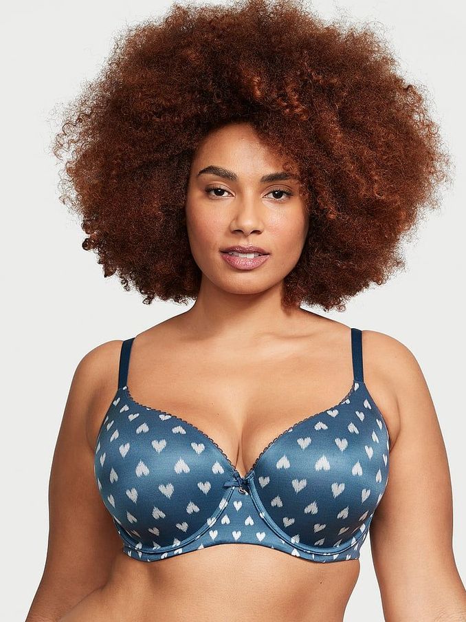 Midnight Sea Navy Blue Heart Lightly Lined Demi Bra (K68719) | £15
