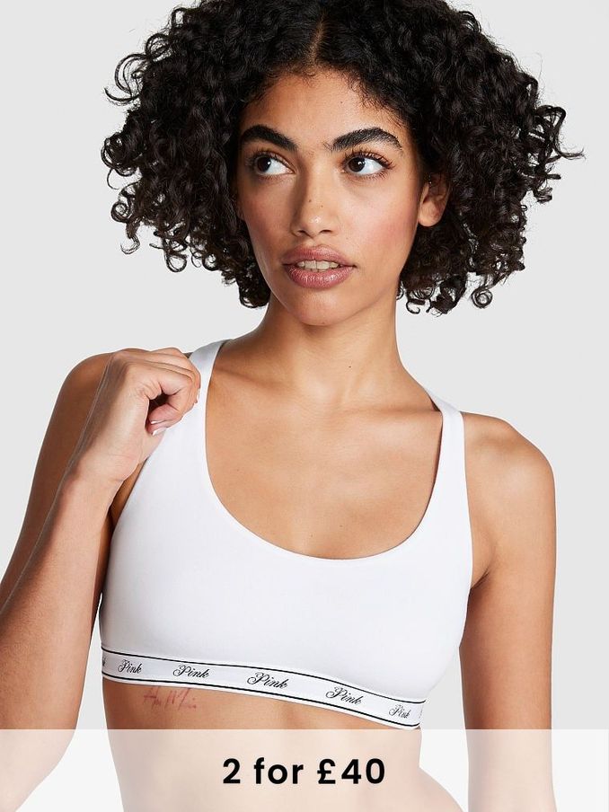 Optic White Cotton Bralette Racerback Scoop Low Impact Bralette (K70182) | £16