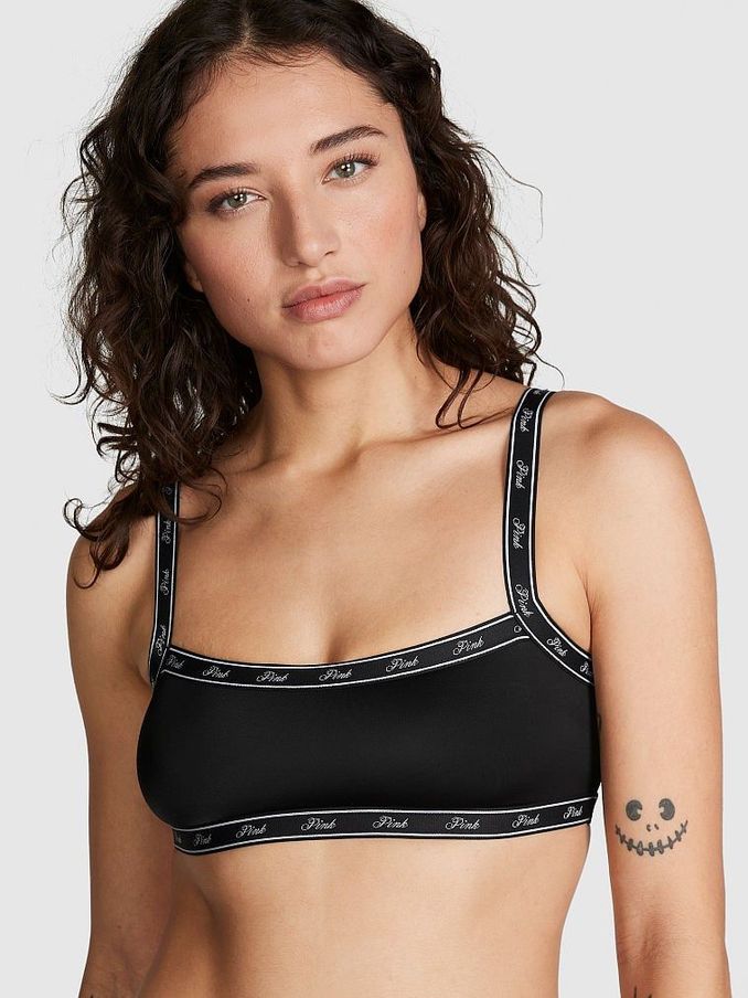 Black Soft Stretch Logo Scoop Bralette (K70202) | £19