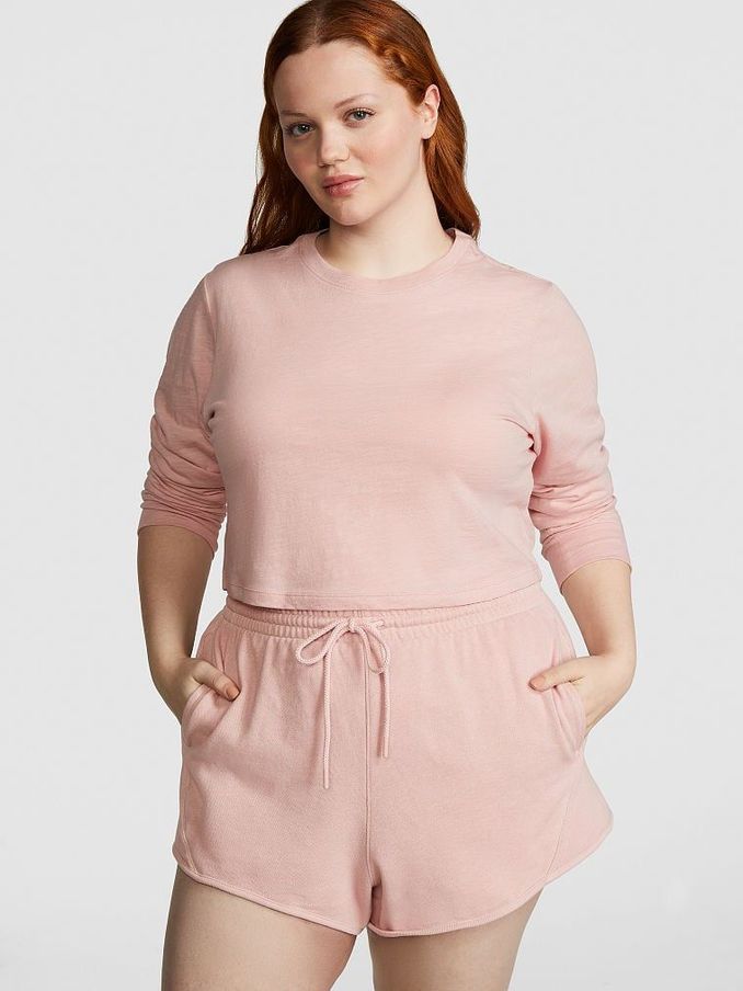Wanna Be Pink Fleece Ribbed Cotton Shorts (K70616) | £14
