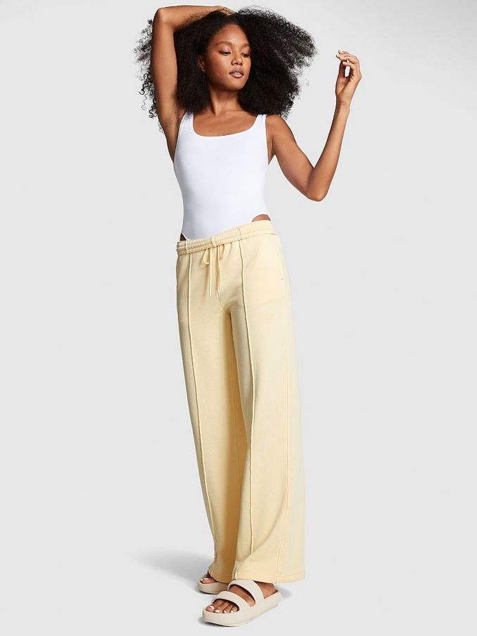 Honeysuckle Yellow Wide Leg Fleece Jogger (K70654) | £22