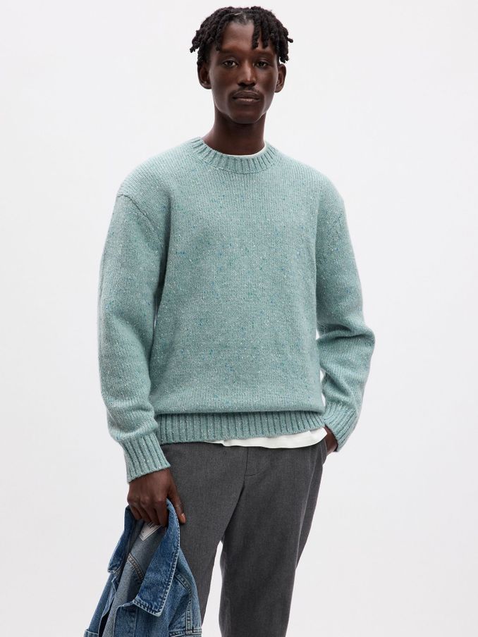 Sage Green Recycled Donegal Crew Neck Jumper (K70876) | £35