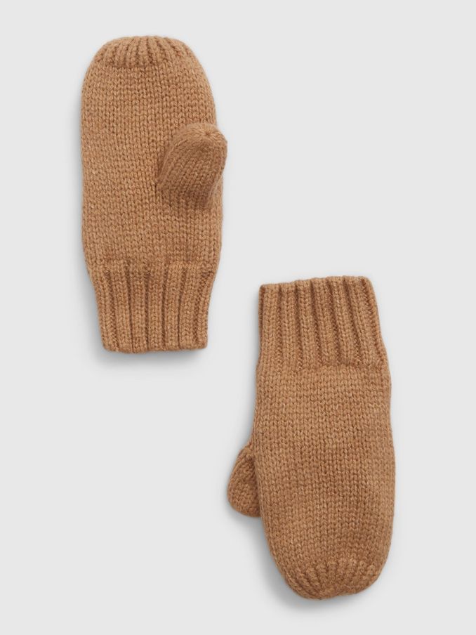 Brown Chunky Knit CashSoft Mittens (K70979) | £4