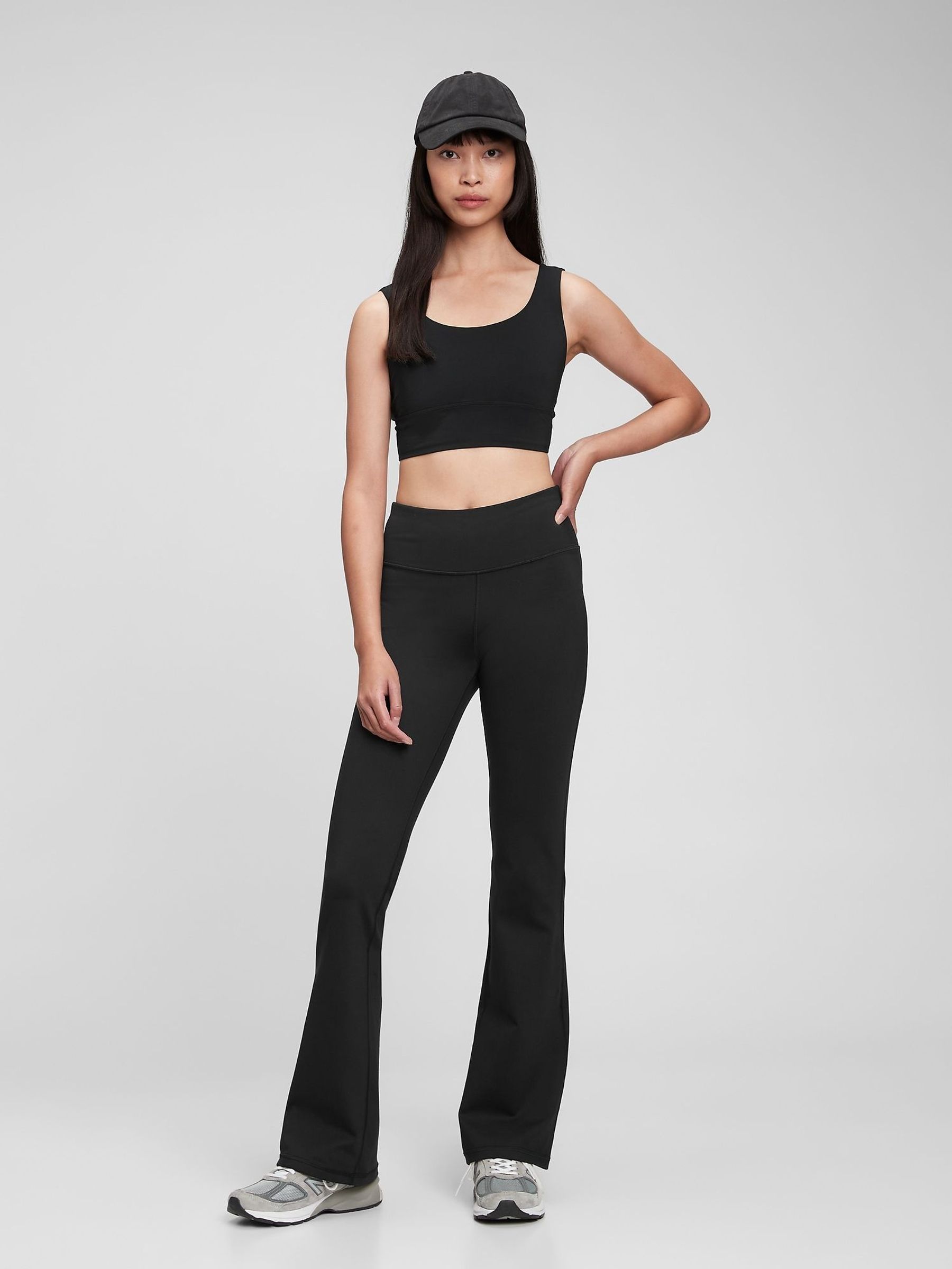 Black Flare High Waisted Power Stretch Leggings (K71167) | £45