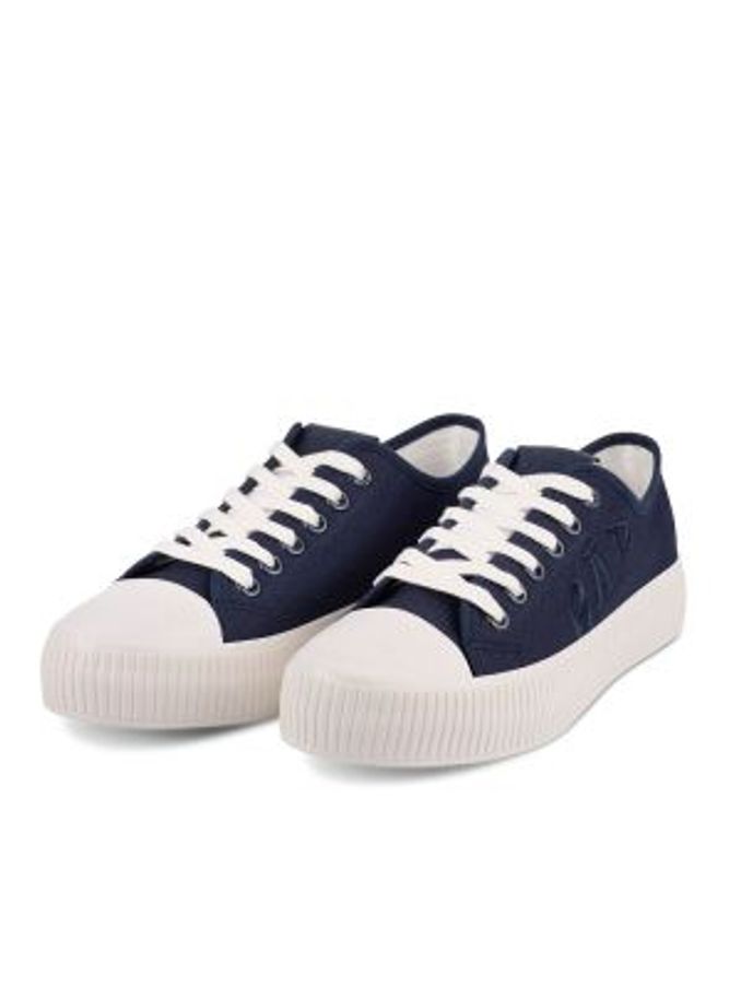 Navy Blue Jackson Low Top Canvas Platform Trainers (K71727) | £55
