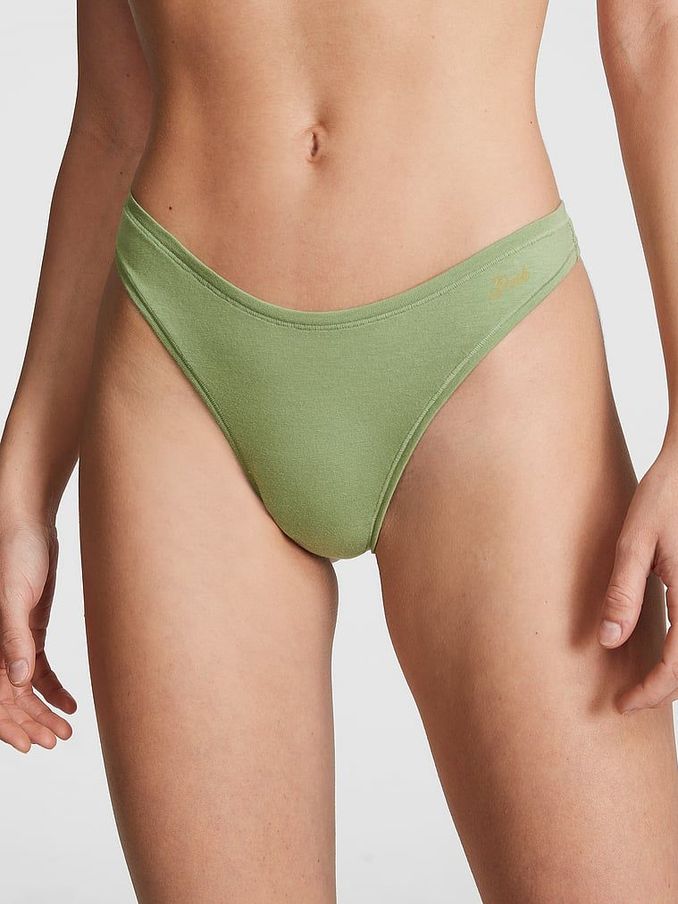 Wild Grass Green Cotton Thong Knickers (K71889) | £4