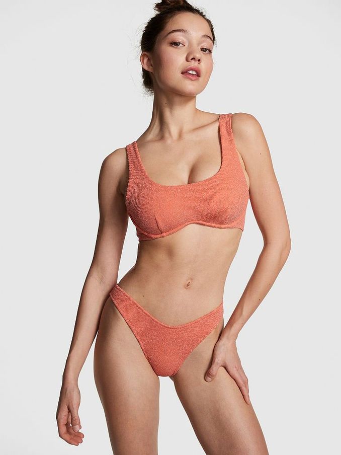 Deep Coral Orange Padded Bikini Top (K71901) | £13