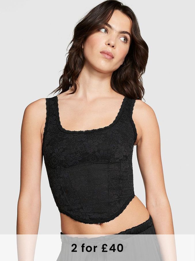 Pure Black Lace Corset Bra (K71943) | £29