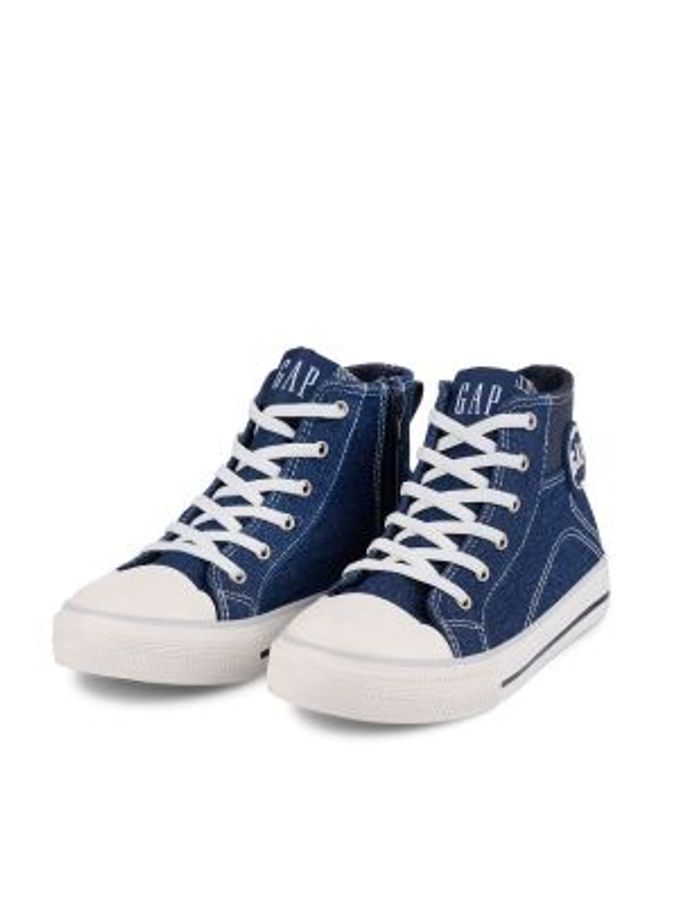 Navy Blue Houston Denim High Top Trainers -  Kids (K72002) | £55