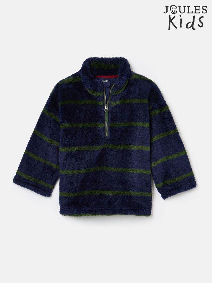 Boys' Woozle Navy & Green Stripe Half Zip Borg Fleece (K73364) | £14 - £16
