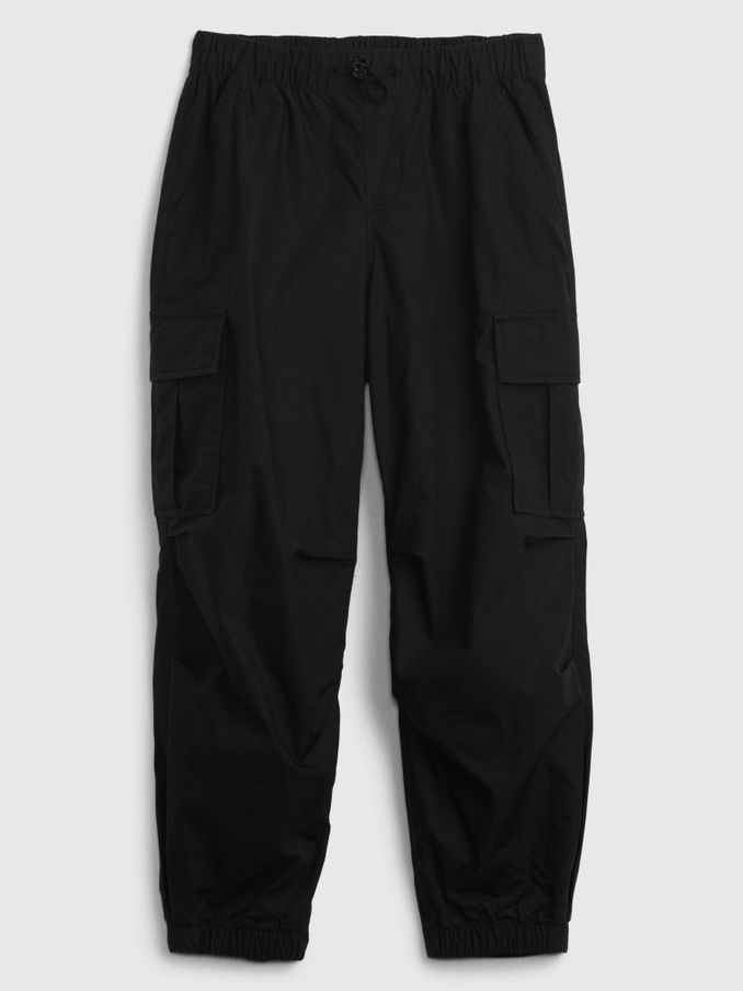 Black Parachute Cargo Trousers (4-13yrs) (K73814) | £17