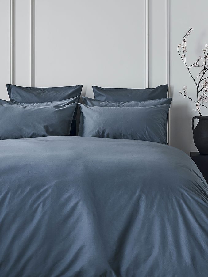 Bedfolk Set of 2 Blue Luxe 100% Cotton Square Pillowcases (K73863) | £55