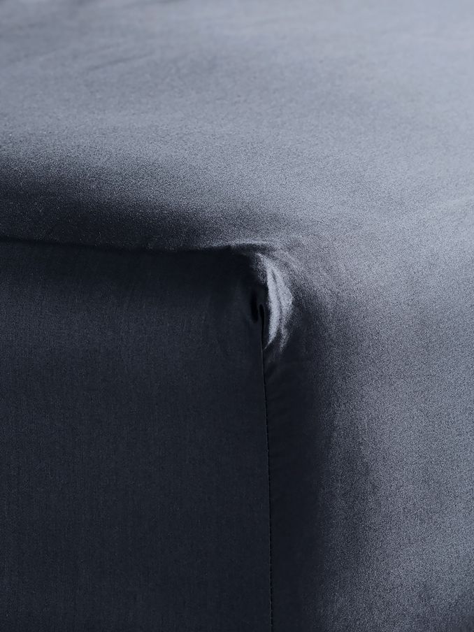 Bedfolk Blue 100% Cotton Luxe Fitted Sheet (K73864) | £60 - £110