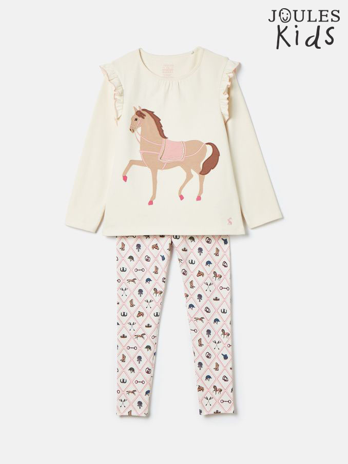 Doze Days Cream Horse Print Jersey Pyjama Set (K74945) | £20 - £23