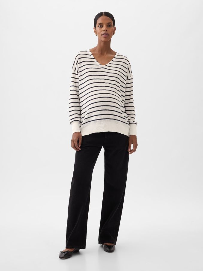 White Maternity Linen-Blend Jumper (K75031) | £18