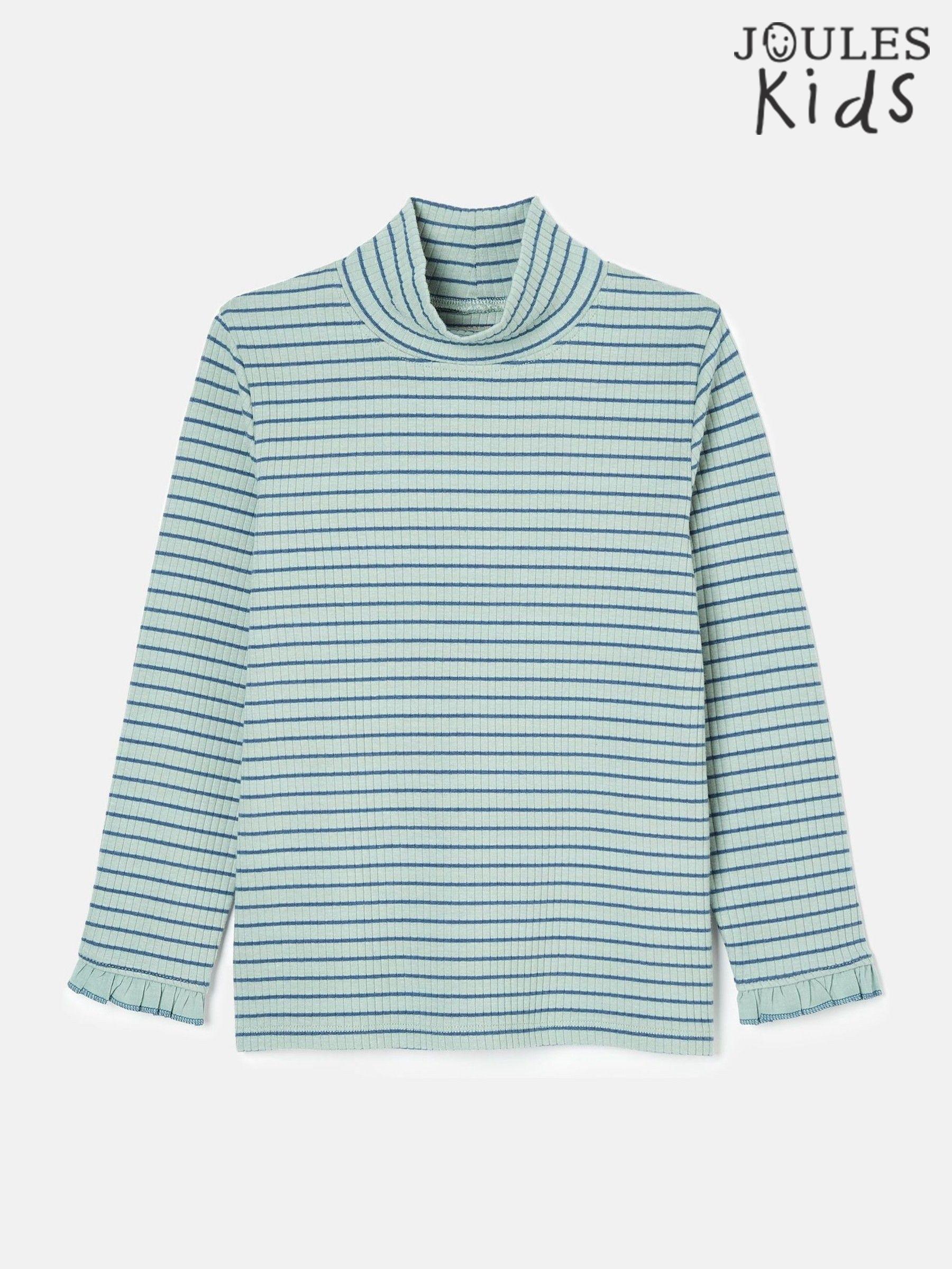 Faye Blue Stripe High Neck Rib Top (K75050) | £12 - £14