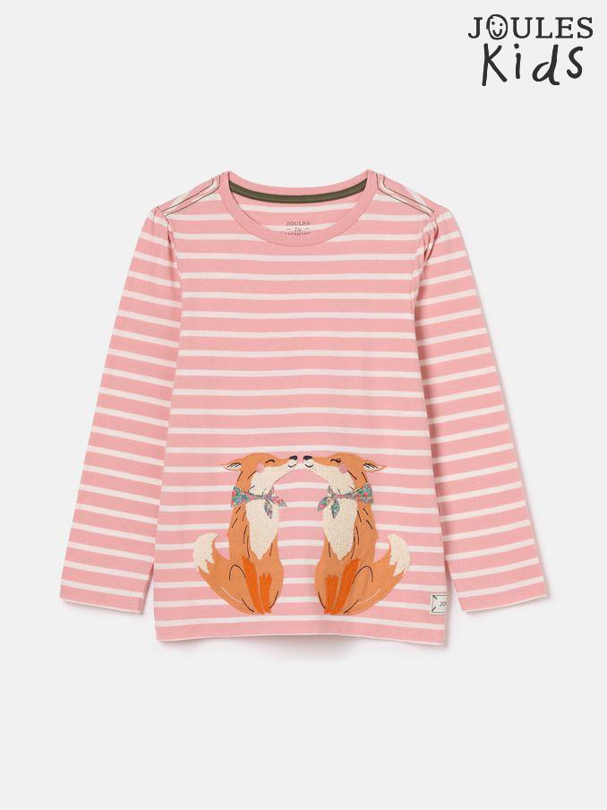 Girls' Ava Pink Stripe Artwork T-Shirt (K75073) | £16 - £18