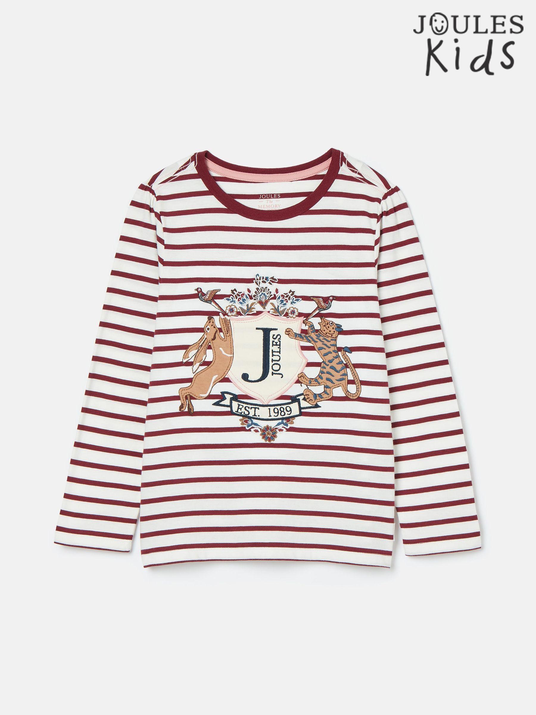 Girls' Ava Berry Red Stripe Artwork T-Shirt (K75079) | £9 - £10