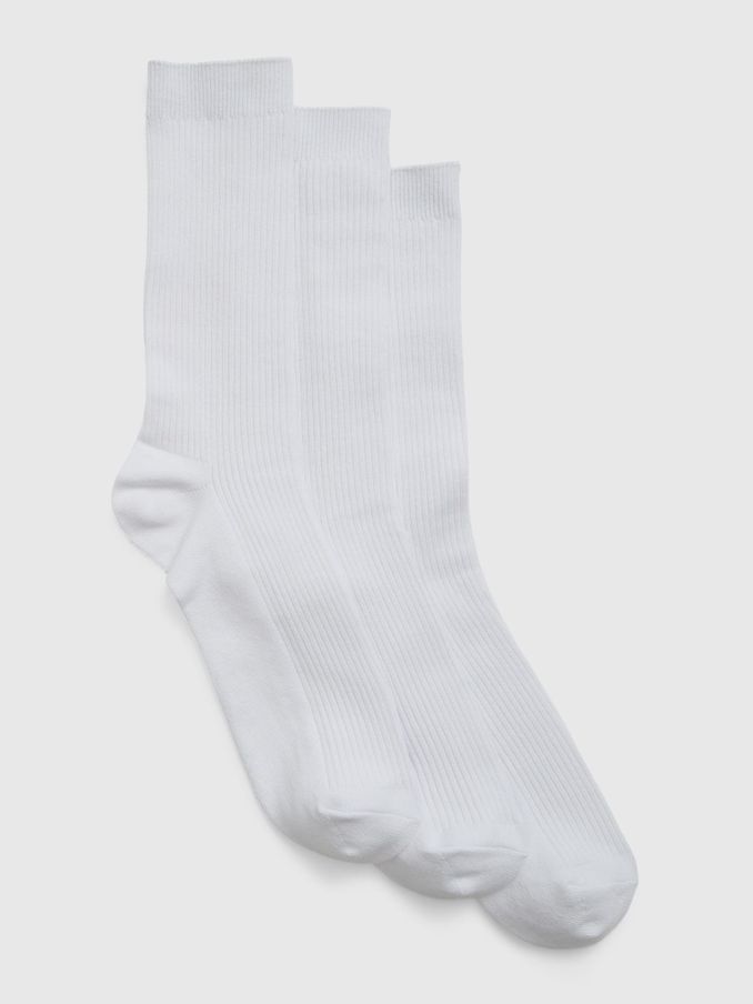 White Adults 3 Pack Crew Socks (K75216) | £10