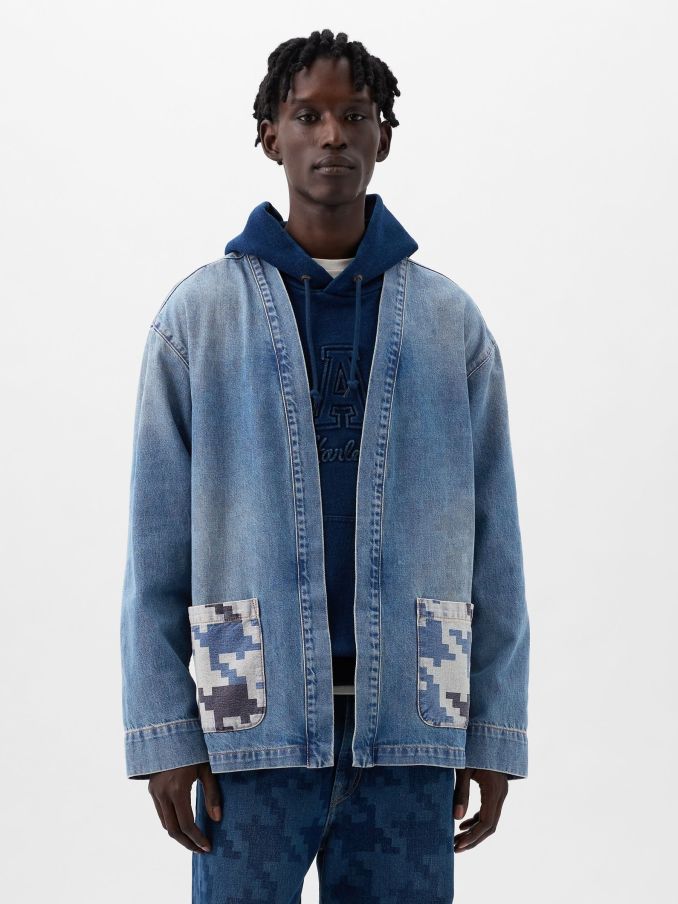 Blue Dapper Dan Organic Denim Wrap Jacket (K75273) | £54
