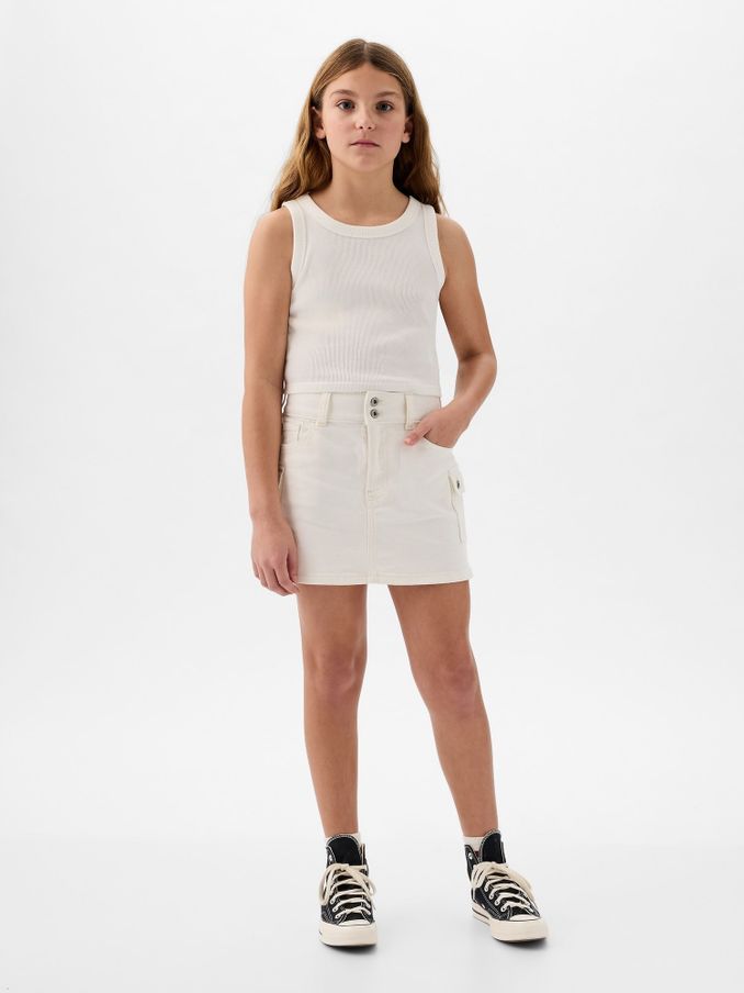 White Cargo Denim Skirt (5-13yrs) (K75521) | £5