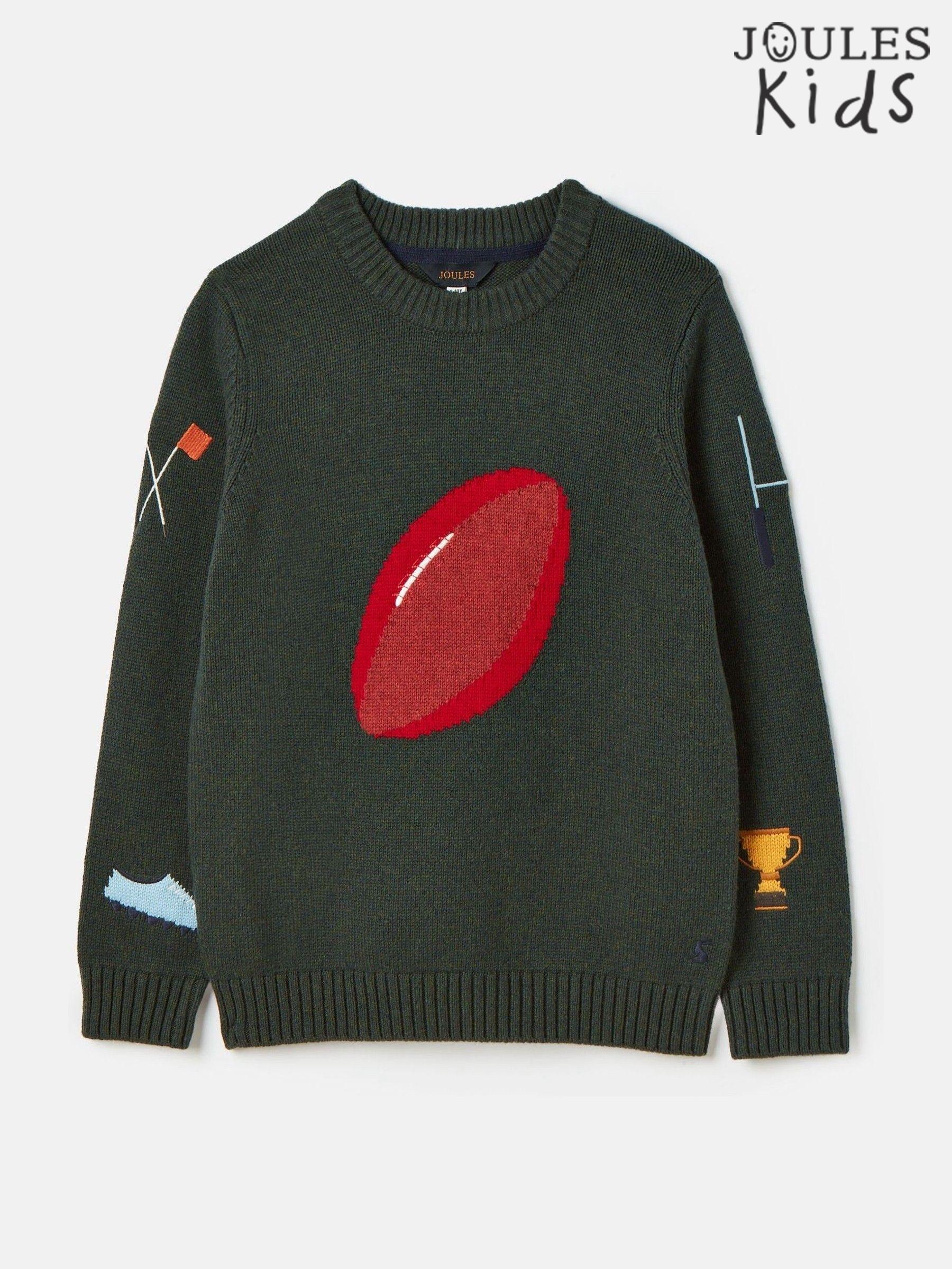 Boys' Burton Green Intarsia Knitted Jumper (K75526) | £15 - £17
