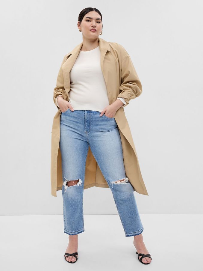 Light Blue High Waisted Cheeky Straight Leg Ripped Jeans (K75575) | £18