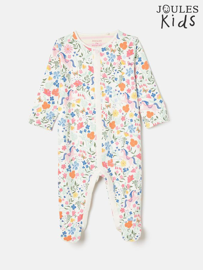 Razamataz Cream Horse Print Cotton Babygrow (K75642) | £16