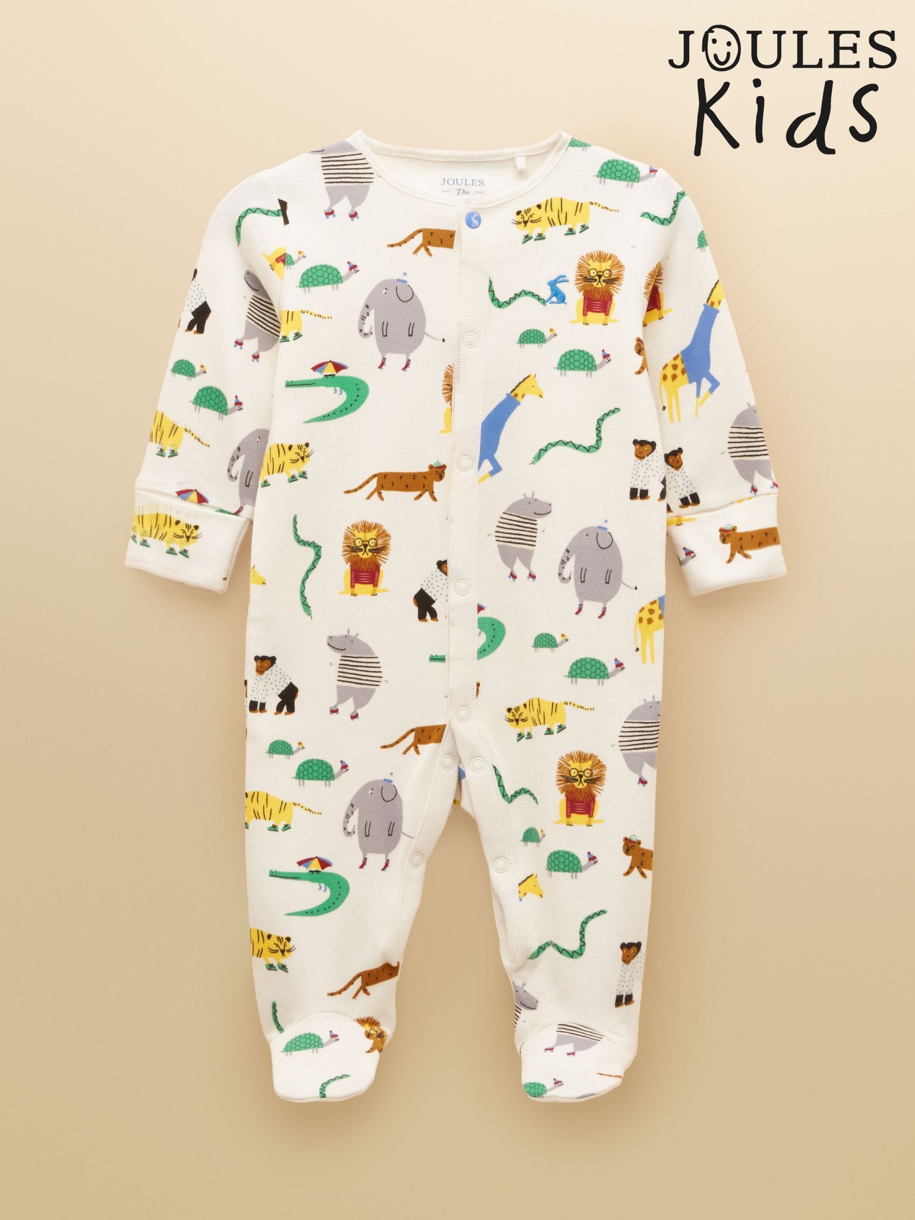 Razamataz Cream Zoo Print Cotton Babygrow