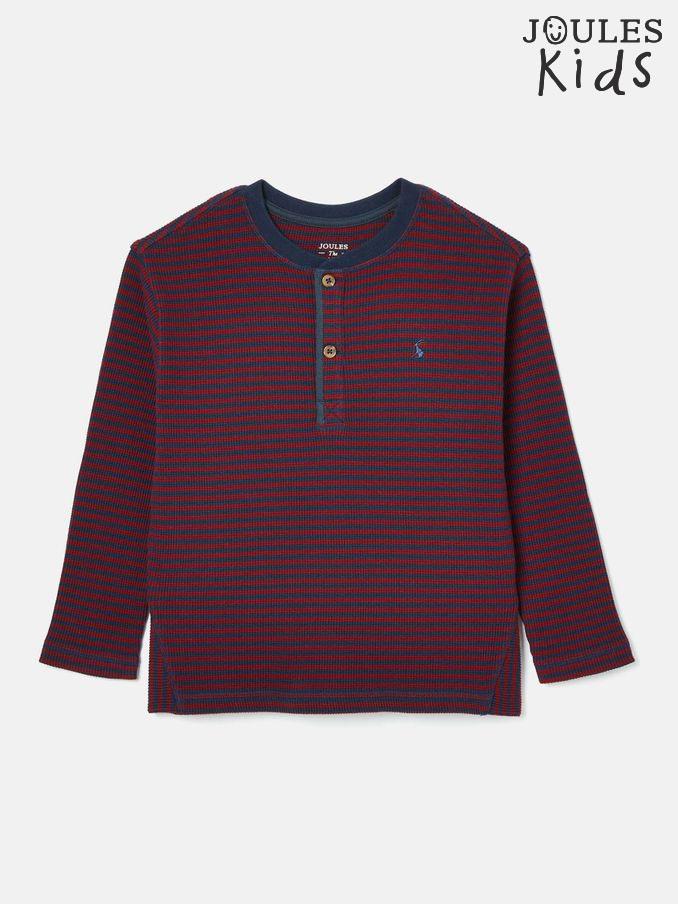 Boys' Arthur Berry Red & Navy Stripe Henley Top (K75698) | £9 - £11