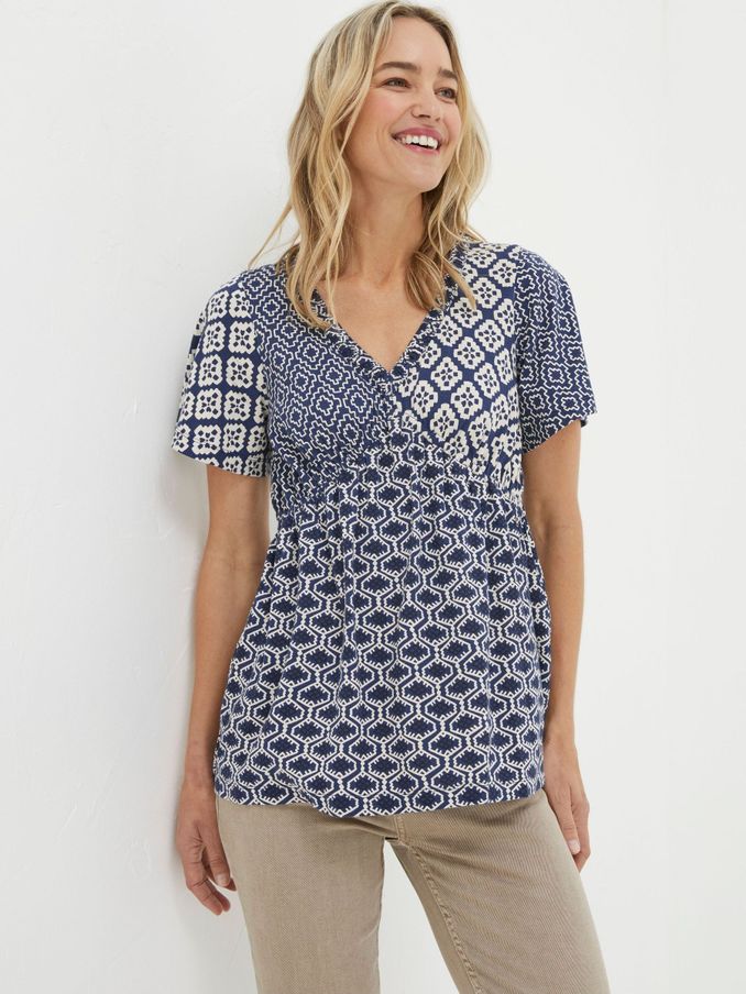 Blue Frankie Patchwork Geo Blouses (K76020) | £22