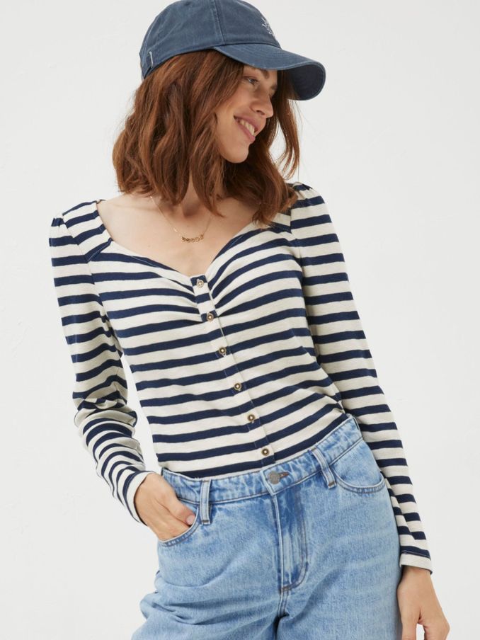 Blue Carly Stripe Top (K76028) | £20