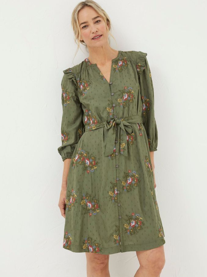 Green Embroidered Shirt Dress (K76037) | £38