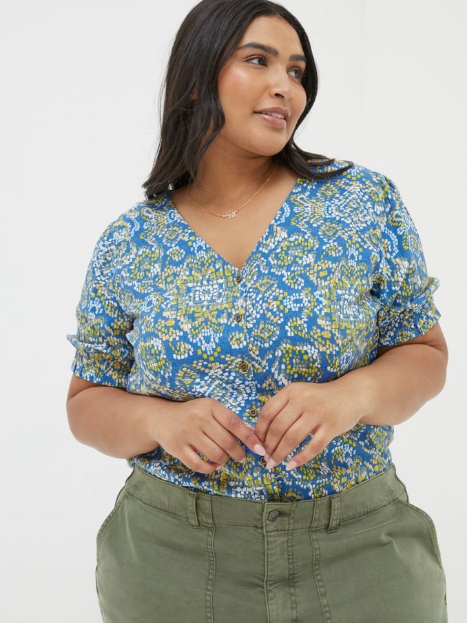 Blue Savannah Aztec Texture Blouse (K76058) | £24
