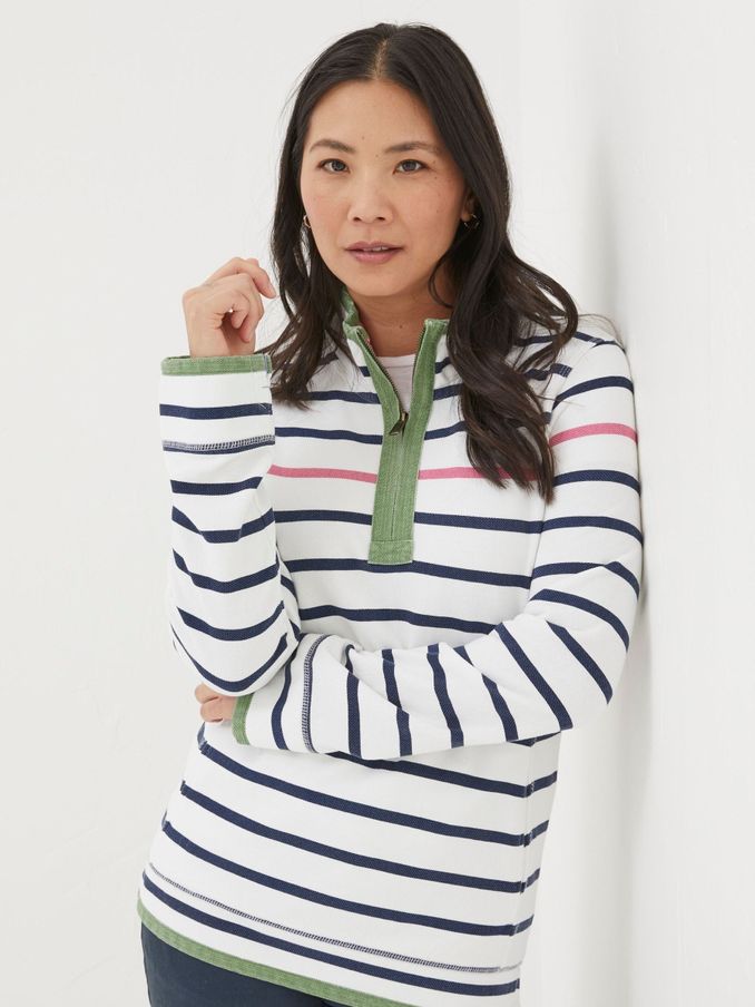 Airlie White Breton Stripe Sweatshirt (K76059) | £34