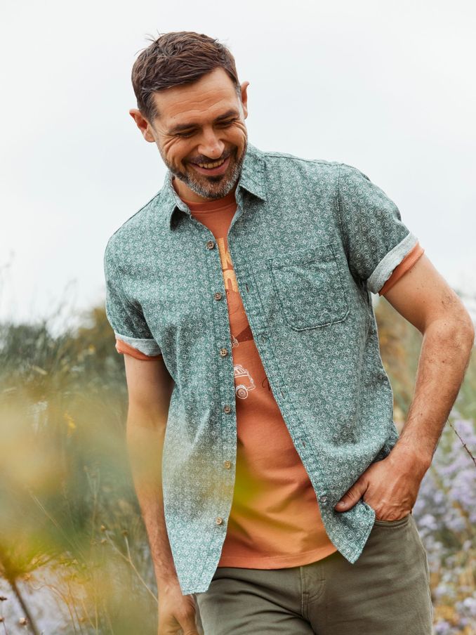 Geo Green Print Shirt (K76399) | £28