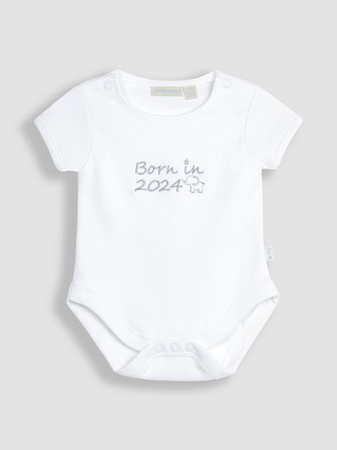 White Born in 2024 Embroidered Bodysuit (K76922) | £8