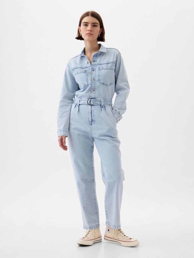 Blue Belted Denim Jumpsuit (K78126) | £17
