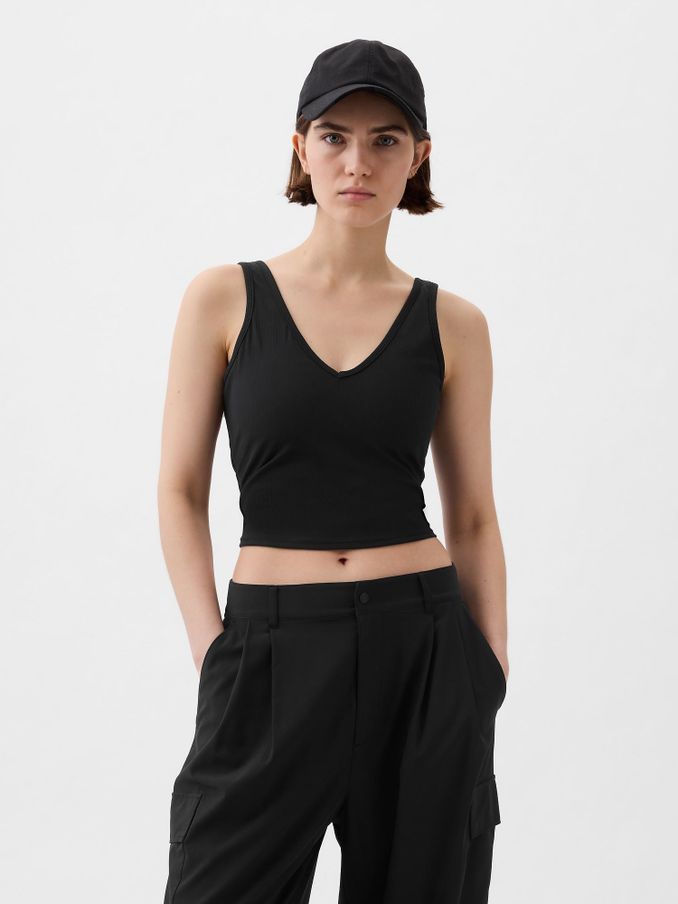 Black Built-in-Bra V-Neck Vest (K78176) | £30