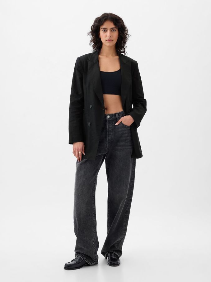 Black Linen Cotton Belted Blazer (K78185) | £38
