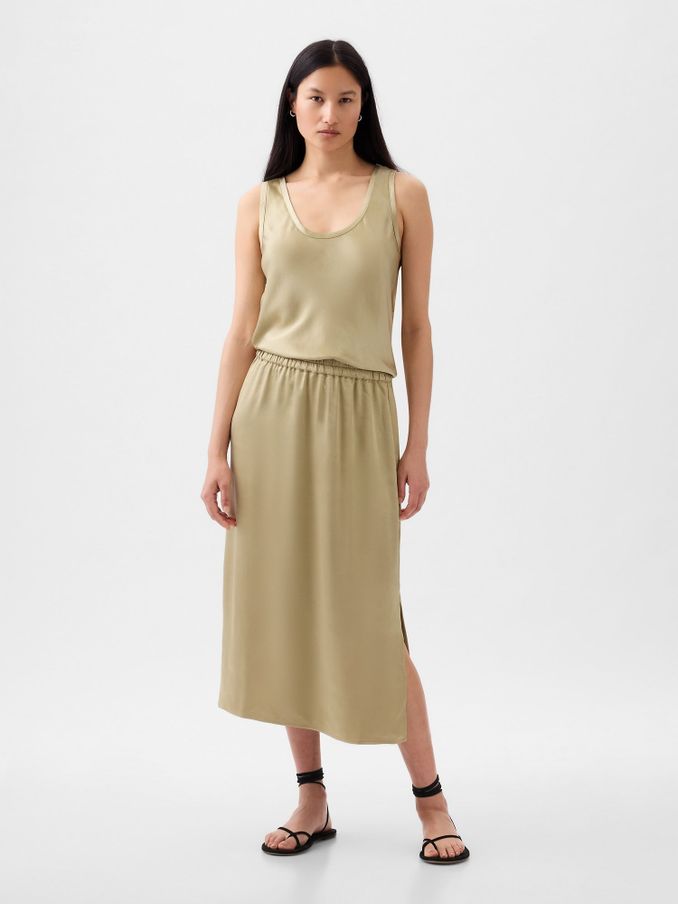 Gold Satin Midi Skirt (K78239) | £16