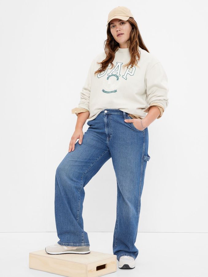 Mid Indigo Blue 90s Loose Mid Rise Carpenter Jeans (K78243) | £11