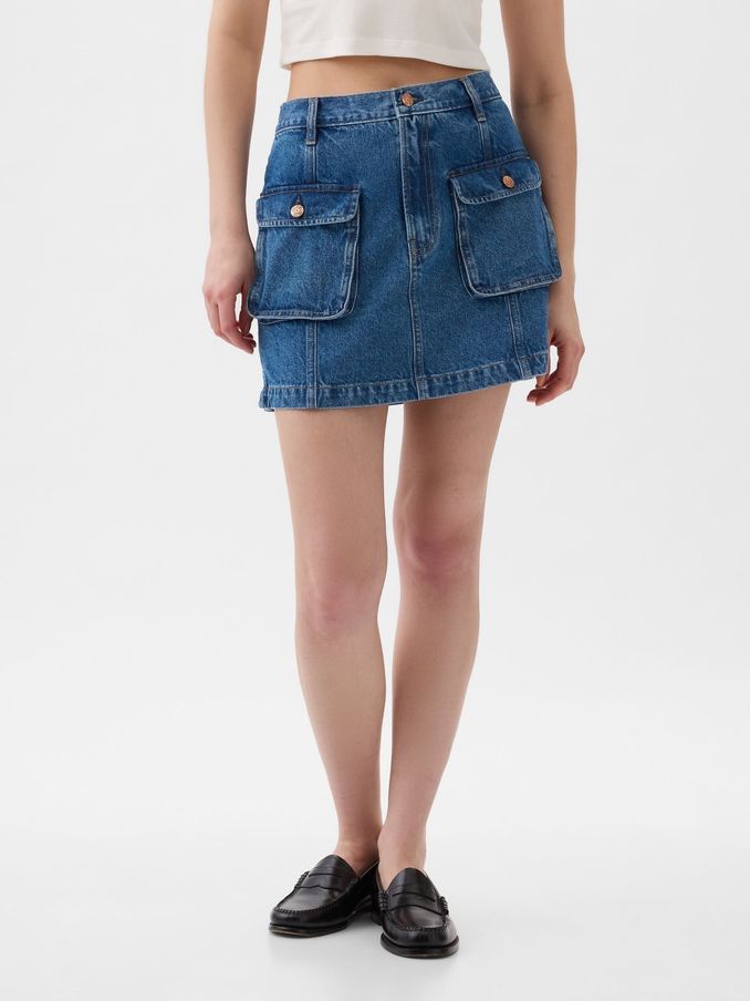 Blue Denim Cargo Mini Skirt (K78263) | £14