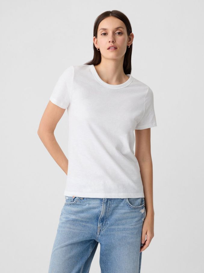 White Cotton Short Sleeve Crew Neck T-Shirt (K78281) | £7