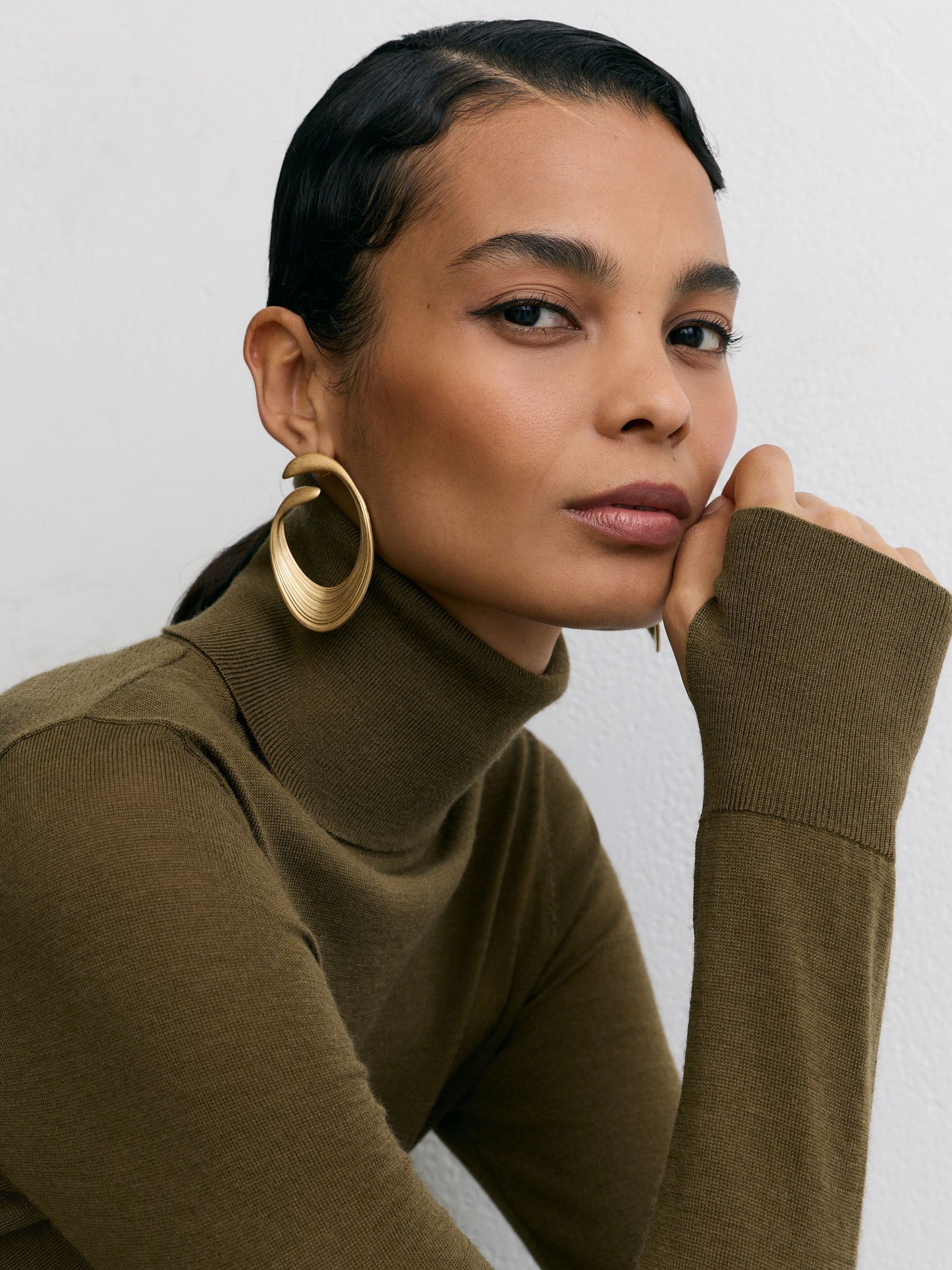 Green - Merino Wool Roll-neck Jumper