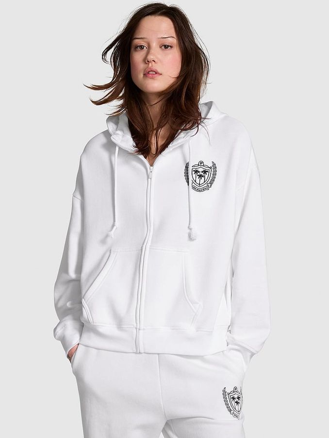 Optic White Zip Up Fleece Hoodie (K79643) | £45