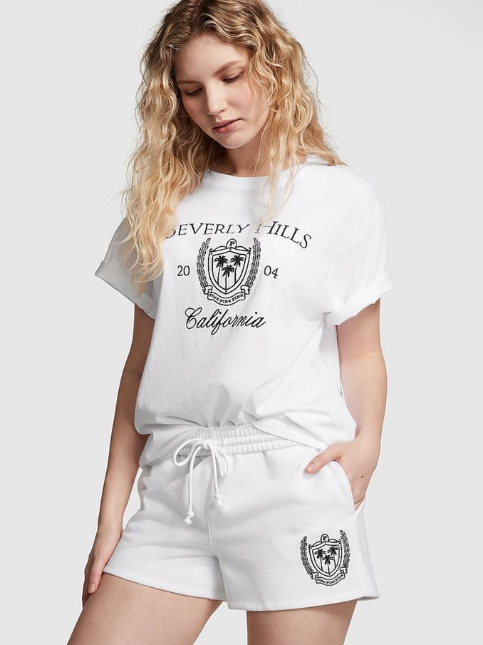 Optic White Logo Fleece Short (K79728) | £14