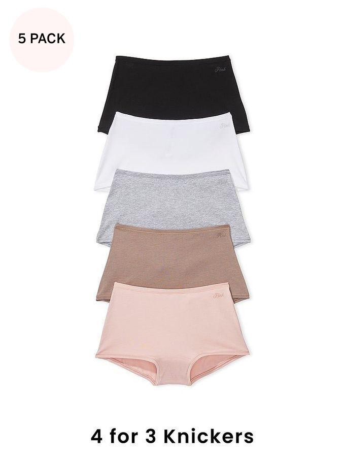 Black/Grey/White/Brown/Pink Short Cotton 5 Pack Knickers (K79740) | £27