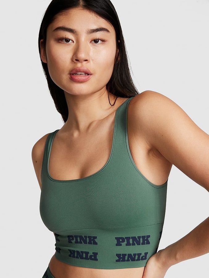 Fresh Forest Green Seamless Logo Low Impact Sports Bra (K79772) | £12