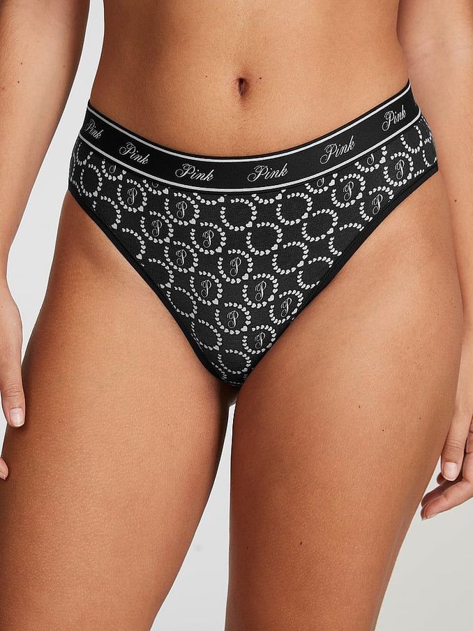 Pure Black  Hearts Brazilian Cotton Logo Knickers (K79806) | £4